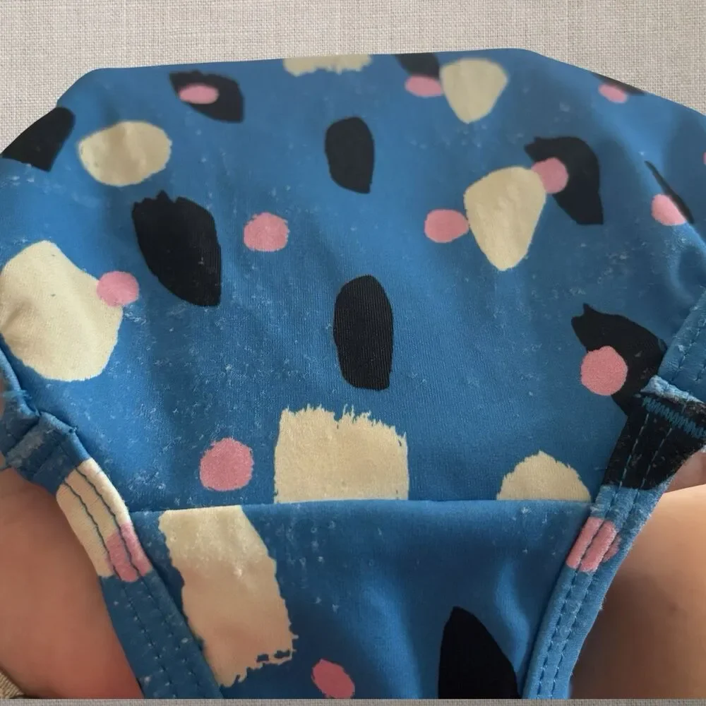Hanna Andersson Painted Spots On Blue Printed Easy 1 Pc Swimsuit 10